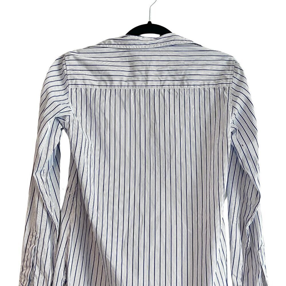 Frank & Eileen Grayson Navy Blue Stripe Cotton Button Down Shirt XS - Picture 9 of 11